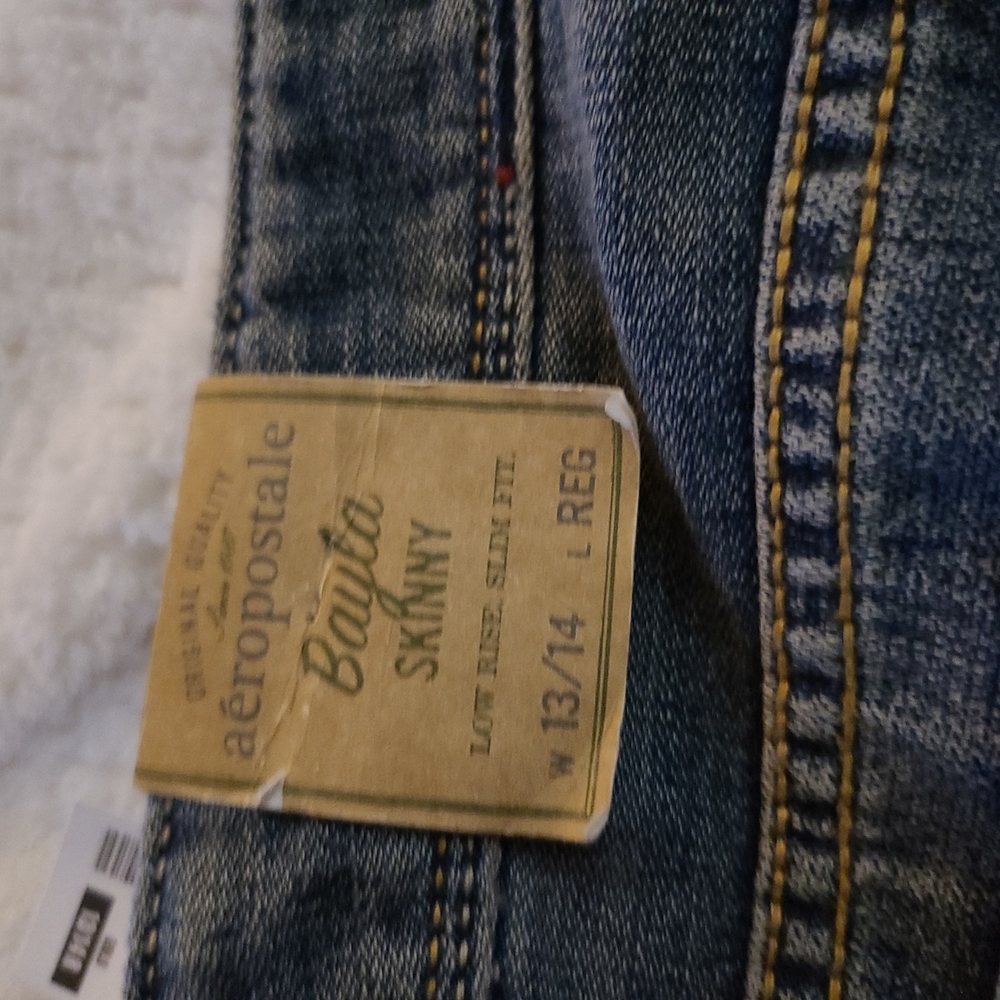Aeropostale  S 13 / 14 Dark Blue Distressed 💙 Denim Bayla Skinny 👖 - Picture 12 of 13
